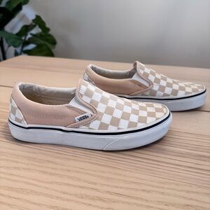 Vans Classic Slip-On Checkerboard Mushroom Brown Shoes Women’s Sz 5/ Men’s 3.5